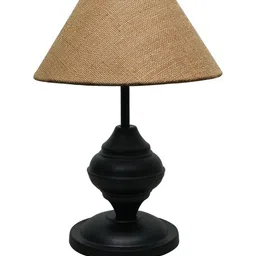 Homesake Brown & Black Textured Jute Shade With Metal Base Table Lamp image 3