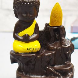 Archies Brown & Yellow Buddha Idol Smoke Fountain with Incense Cones-image-58