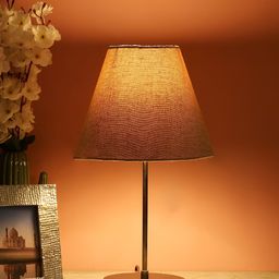 BTR CRAFTS Black & Beige Frustum Shaped Metal Table Lamp & Adjustable Cord-23