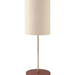 BTR CRAFTS Beige & Brown Cylindrical Shaped Metal Table Lamp with Adjustable Cord-35