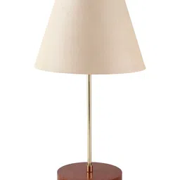 BTR CRAFTS Khaki & Brown Textured Frustum Shaped Metal Table Lamp with Adjustable Cord-21