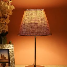 BTR CRAFTS Black & Beige Frustum Shaped Metal Table Lamp & Adjustable Cord-50