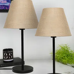 BTR CRAFTS Raven Brown & Black 2 Pcs Textured Metal Frustum Table Lamp & Adjustable Cord-4
