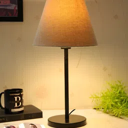 BTR CRAFTS Raven Khaki & Black 2 Pcs Textured Jute Frustum Table Lamp & Adjustable Cord image 2