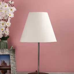 BTR CRAFTS White Textured Frustum Table Lamp with Adjustable Cord image 2