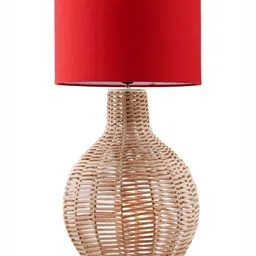 Decazone Red Wood Square Table Lamp with Adjustable Cord image 5