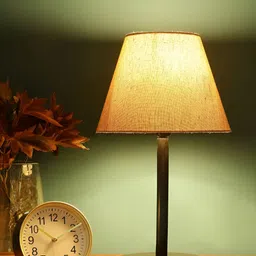 BTR CRAFTS Khaki Coloured & Black Frustum Shaped Metal Table Lamp with Adjustable Cord-41