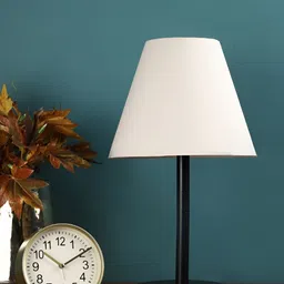 BTR CRAFTS White & Black Frustum Shaped Metal Table Lamp with Adjustable Cord-33