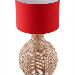 Decazone Red Wood Square Table Lamp with Adjustable Cord image 3