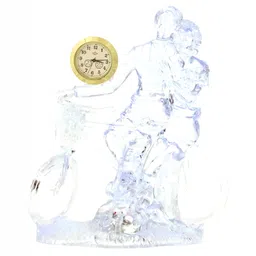 Sigaram Transparent & Gold-Toned Textured Abstract Shaped Contemporary Table Clock-picture-14