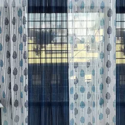 COMFY HOME Blue & White 4 Pieces Floral Sheer Window Curtains-33