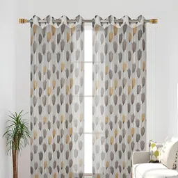 COMFY HOME Brown & White 2 Pieces Floral Sheer Door Curtains-25