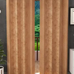 Ville Style Brown 2Pcs Abstract Room Darkening Door Curtains-18