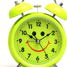 Sigaram Fluorescent Green & Black Printed Round Contemporary Alarm Clock-picture-39