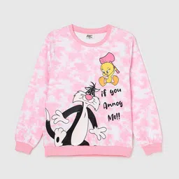 Fame Forever by Lifestyle Girls Pink Looney Tunes Printed Pure Cotton Sweatshirt-picture-8