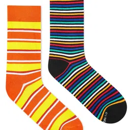 Dynamocks Pack Of 2 Striped Ribbed Calf-Length Socks-37