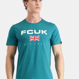 FCUK Typography Printed Pure Cotton Antimicrobial Lounge T-Shirt-image-11