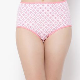 Clovia White & Pink Printed Cotton Hipster Briefs PN2499H18S-16