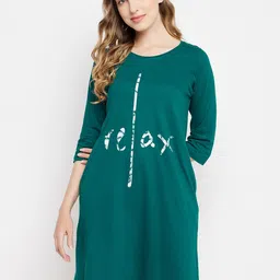 Clovia Cotton Printed Nightdress-image-100