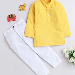 BAESD Boys Ethnic Motifs Embroidered Regular Thread Work Pure Cotton Kurta with Trousers-41