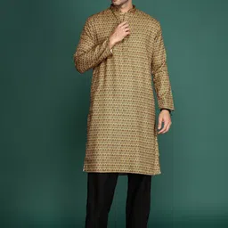 Sangria Ethnic Motifs Printed Sequinned Cotton Straight Kurta-image-74