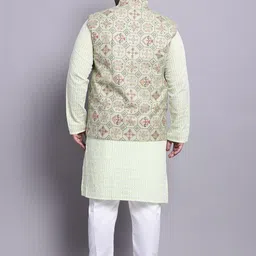 SOJANYA PLUS Plus Size Embroidered Kurta With Pyjamas & Nehru Jacket image 5