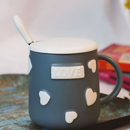 Giftii Grey & White Printed Ceramic Glossy Mugs 350 ML-18