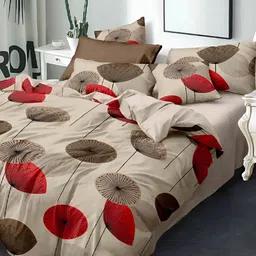Laying Style Brown & Red Printed Cotton King Duvet Cover-picture-5