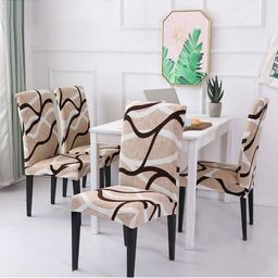 hargunz Pack Of 4 Beige & White Printed Chair Cover-picture-34