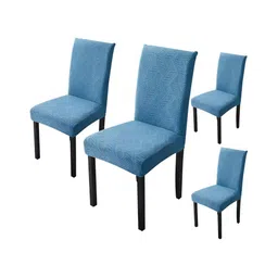 HOUSE OF QUIRK 4 Pieces Blue Printed Stretchable Dining Table Chair Covers-image-14