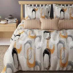 Laying Style White & Black Abstract Printed King Duvet Cover-picture-4