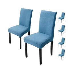 HOUSE OF QUIRK Navy Blue 6 Pieces Texture Soft Touching Chair Covers-image-46