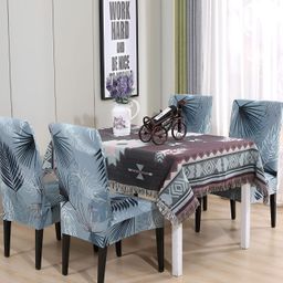 DECOR VATIKA Green & Grey 4 Pieces Printed Soft & Elastic Chair Covers-image-18