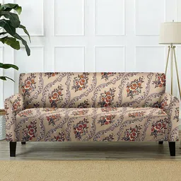 Cortina Beige Printed Two-Seater Sofa Cover-image-45