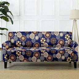 Cortina Navy Blue & White Printed 3 Seater Sofa Cover-image-23