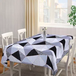 Arrabi Grey Geometric Printed 6-Seater Table Covers-17