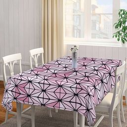 Arrabi Pink & Black Geometric Printed 6-Seater Rectangle  Table Cover-17