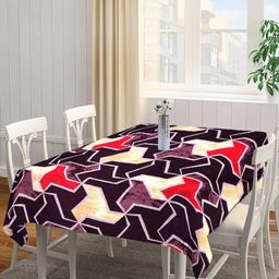 Arrabi Brown & Red Printed 8-Seater Rectangle Table Cover-43