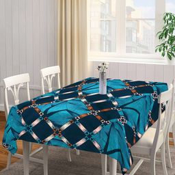 Arrabi  Blue  & White Printed  8 Seater Rectangle Table Cover-49