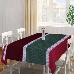 Arrabi Maroon & Green  Handwoven Cotton Square Table Covers-14