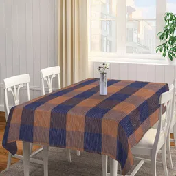 Arrabi Brown & Blue Printed 6 Seater Table Cover-57