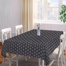 Arrabi Black & Grey Handwoven Cotton 8-Seater Table Cover-45