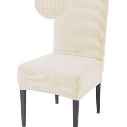 HOKIPO Cream-Coloured Jacquard Chair Cover-image-11