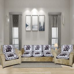 BELLA TRUE Black & White Printed 5 Seater Sofa Cover-image-46