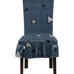 HOKIPO Blue & White Printed Frill Stretchable Chair Cover-image-12