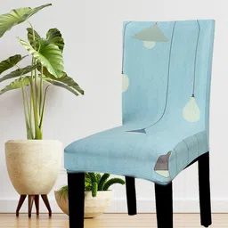 HOUSE OF QUIRK Blue & Grey Printed Non-Slip Removable Chair Cover-picture-30