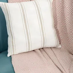 ANWYN White & Beige Striped Square Cushion Covers-17