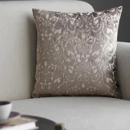 GM Brown & Beige Velvet Decorative Damask Weave Square Cushion Cover-image-50