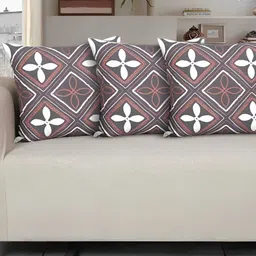 Ode & Cleo Grey & White 3 Pieces Geometric Cotton Square Cushion Covers-picture-14
