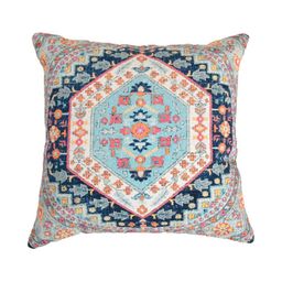 Art Avenue Blue & Orange Ethnic Motifs Cotton Square Cushion Cover-54